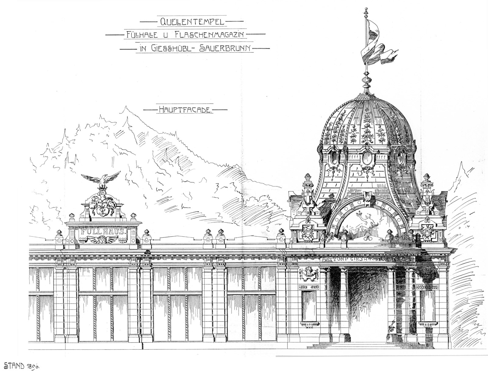 Kyselka - Ottův pramen - stavební plán 1896