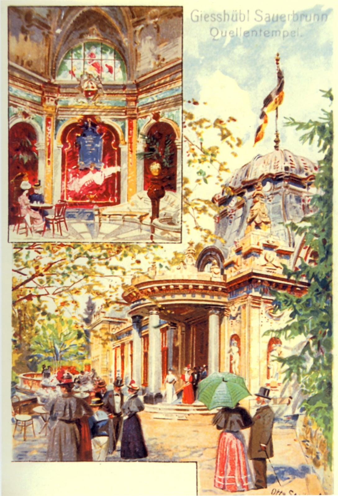 Kyselka - pavilon Ottova pramene kolem 1900